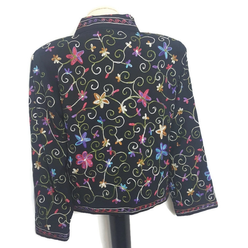 Fun Colorful Cat Embroidered Statement Jacket - Picture 4 of 8